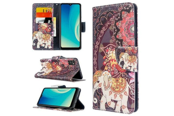 For Optus X Pro Case Wallet Card Leather Flip Magnetic Stand Phone Cover (Elephant)