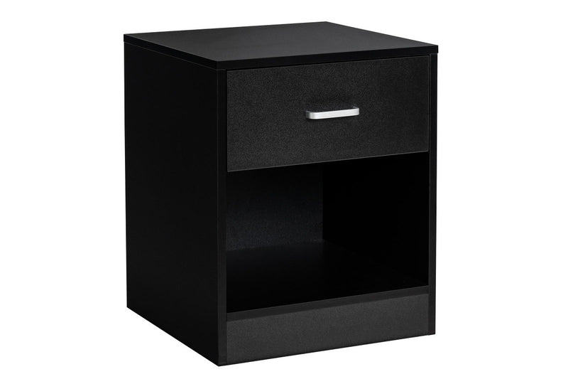 Giantex Nightstand Bedside Table w/Drawer & Open Shelf Modern End Table Black