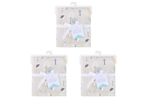 3x The Peanutshell Woodland Adventure Velour Soft Comfort Baby Blanket 102cm