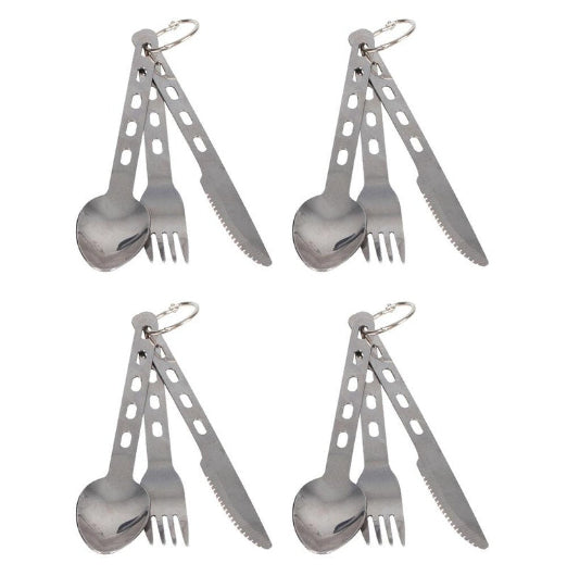 4x 3pc Cockatoo Chow Set Stainless Steel Useful for Outdoor Camping Hiking Gear