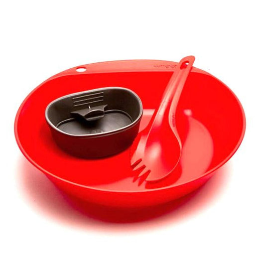 Wildo 27cm Pathfinder Kit Outdoor Meal Plate Cup Picnic Travel Cutlery Spork Red