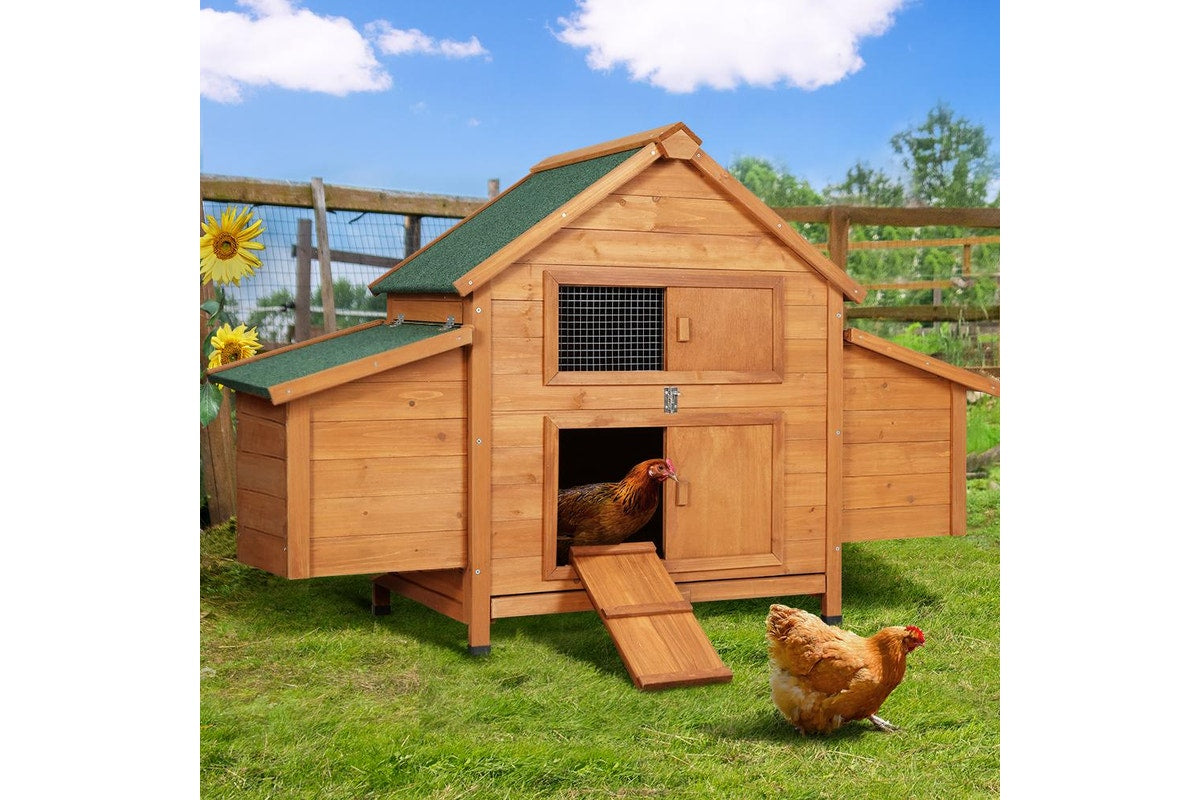i.Pet Chicken Coop Rabbit Hutch 150cm x 68cm x 96cm Large House Run Cage Wooden Outdoor Pet Enclosure