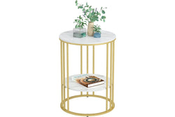 Top Tier Round Bedside table, Marble (Gold)