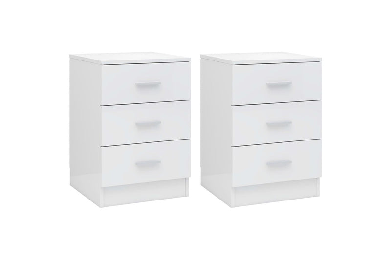 Bedside Cabinets 2 Pcs High Gloss White 38X35x56 Cm Engineered Wood Bedside Tables