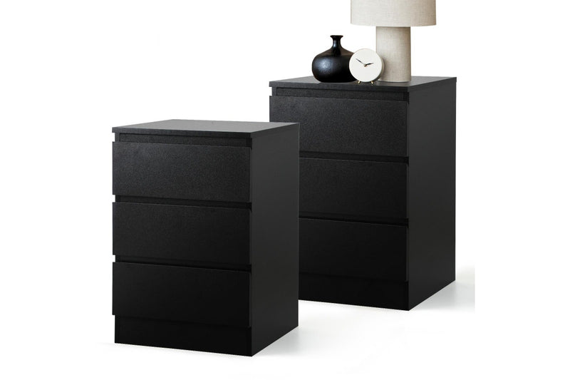 Oikiture Bedside Tables Set of 2 Side Table Nightstand Black