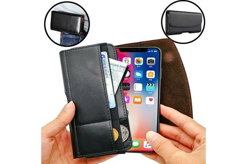 Cell Phone Belt Holster Wallet Case With Clip Pouch Sleeve Holder Cover For Apple iPhone Samsung Galaxy (XXL Size - Upto 6.9 inch Mobile)