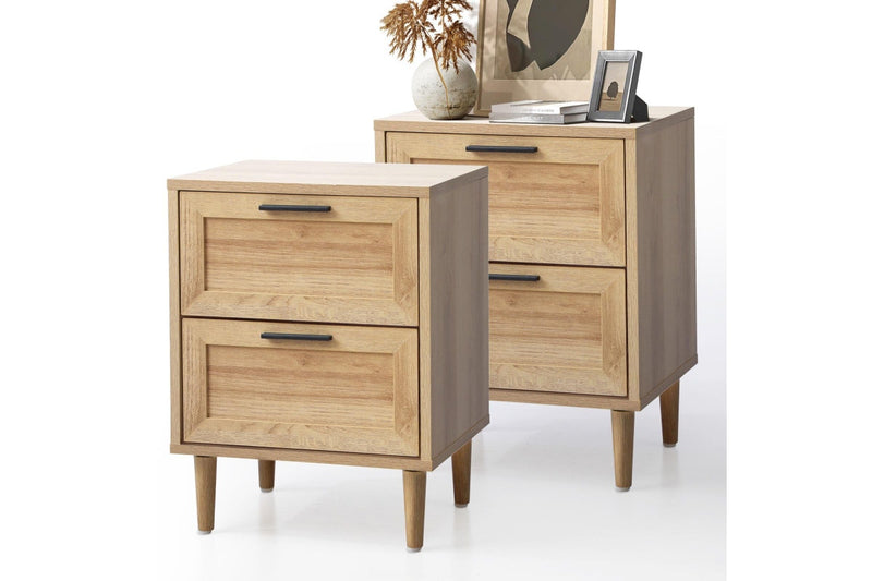 Oikiture Bedside Tables Set of 2 Nightstand Wood