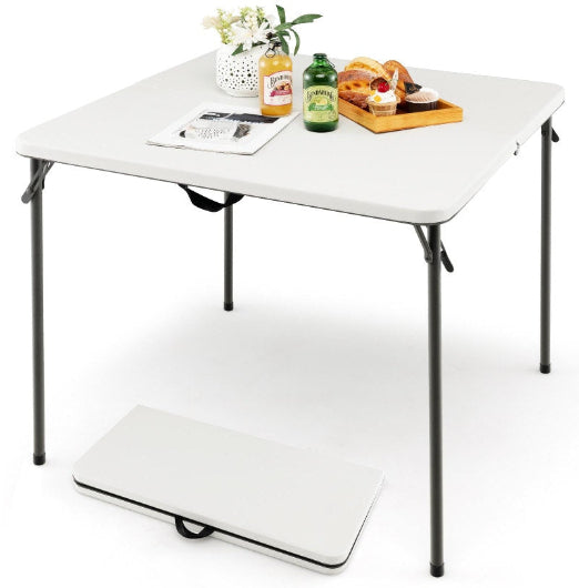 Costway Folding Camping Table Outdoor Portable Desk w/Carry Handle Picnic Hiking Fishing BBQ White