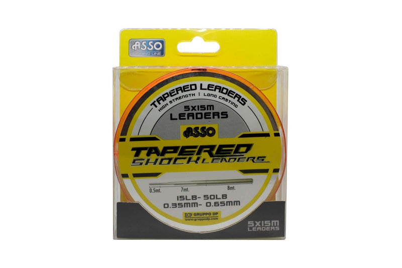 Asso Tapered Shockleader - Orange - 5x15m / 15-50lb