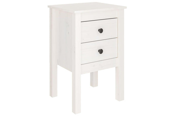 Bedside Cabinet White 40X35x61.5 Cm Solid Wood Pine Bedside Tables