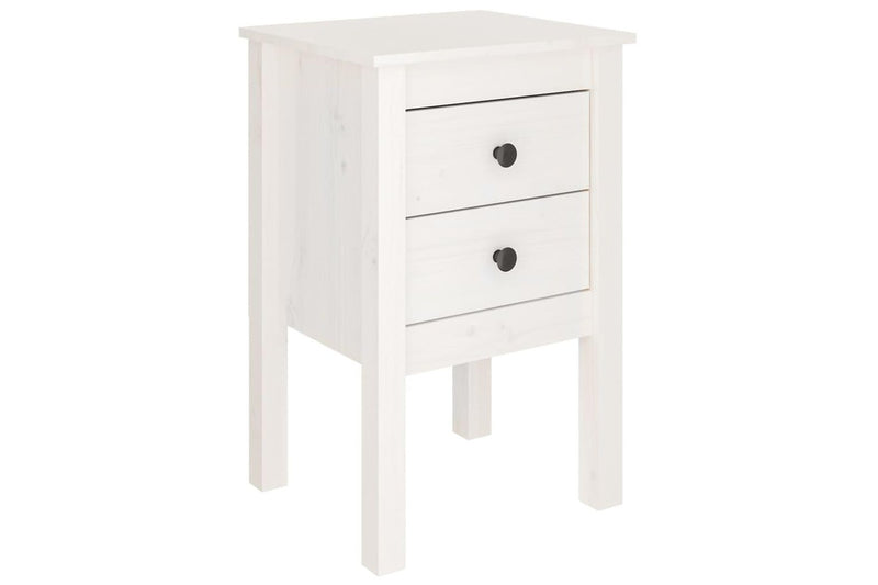 Bedside Cabinet White 40X35x61.5 Cm Solid Wood Pine Bedside Tables
