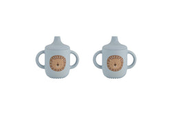 2x Splosh Baby Infant Lion Silicone Sippy Cup w Handles Drinkware 12cm Blue 0+