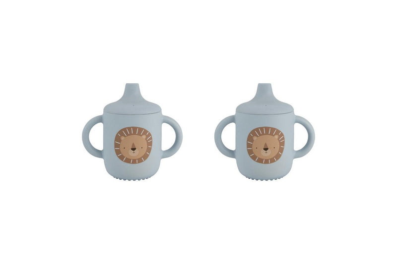 2x Splosh Baby Infant Lion Silicone Sippy Cup w Handles Drinkware 12cm Blue 0+
