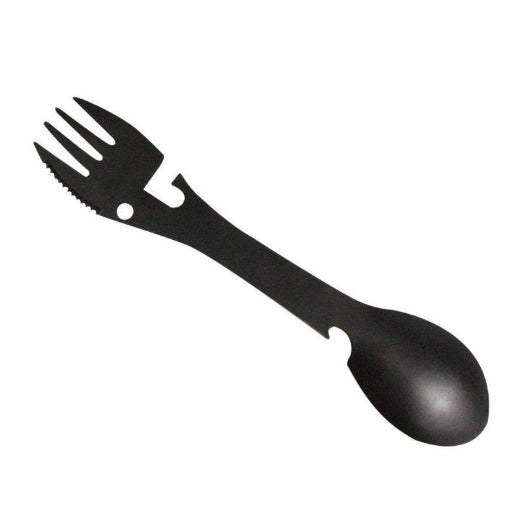 4Pcs Tableware Spoon Multi Tool Can Opener Flatware Portable Bottle Cutlery Multitool Camp Utensil Fork Spork Stainless Steel Picnic Camping Cooking U