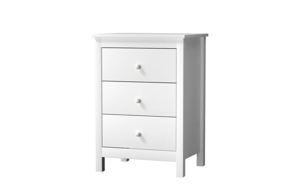 Oikiture Bedside Table Side Table 3 Drawers White