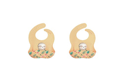 2x Sassi Silicone Bib Gnawy The Sloth Baby Childrens Tableware Cutlery 6m+