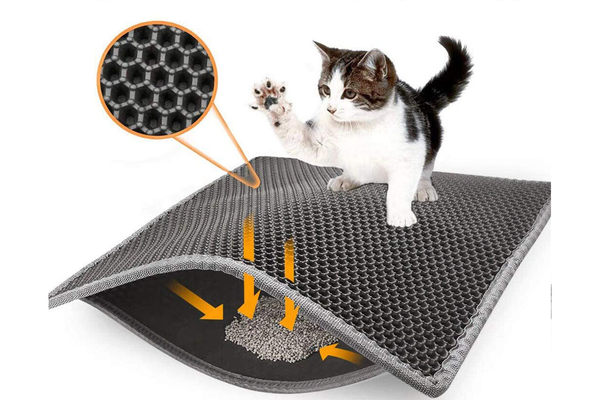 Waterproof Double-Layer Cat Litter Mat Trapper Foldable Pad Pet Rug Home L
