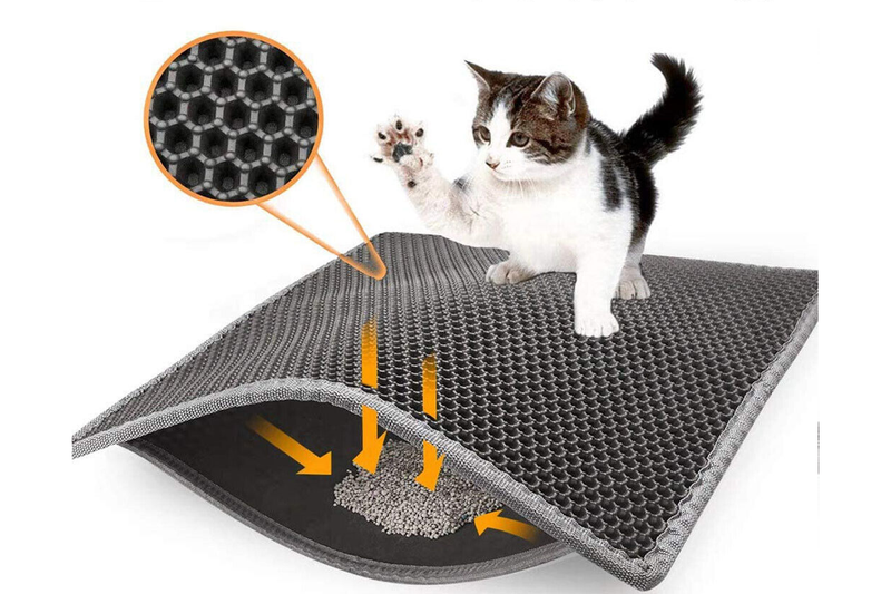 Waterproof Double-Layer Cat Litter Mat Trapper Foldable Pad Pet Rug Home L