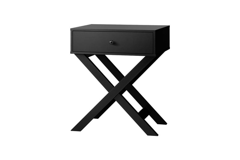 Oikiture Bedside Table Drawer Black Side End Table