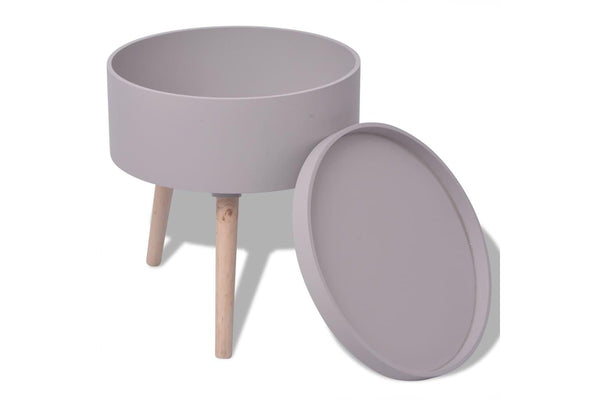 Side Table with Serving Tray Round 39.5x44.5 cm Grey vidaXL