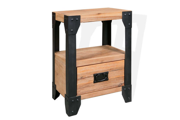 Nightstand Solid Acacia Wood Steel 40x30x54 cm vidaXL