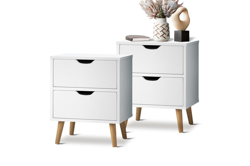 Oikiture Bedside Tables Set of 2 White