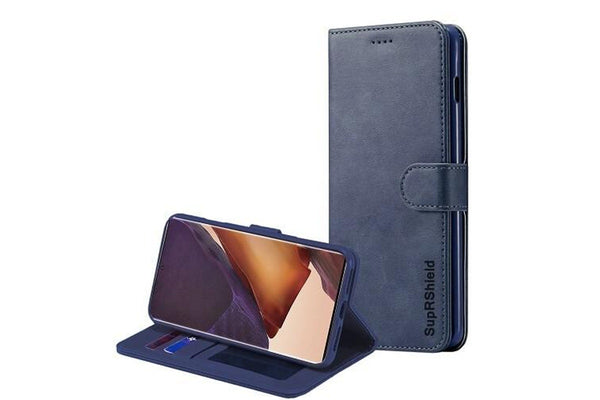 For Samsung Galaxy Note 20 Ultra Case SupRShield Wallet Leather Flip Magnetic Stand Case Cover (Navy Blue)