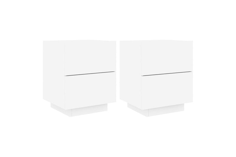 Bedside Cabinets With Led Lights 2 Pcs White Engineered Wood Bedside Tables