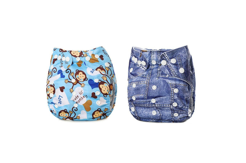 2Pcs Baby Reusable Washable Modern Cloth Nappies -Style 1