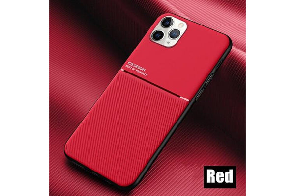 For Apple iPhone 11 Pro Max Business Style Luxury Matte Soft Silicone Drop Resistant Case Cover (Red)