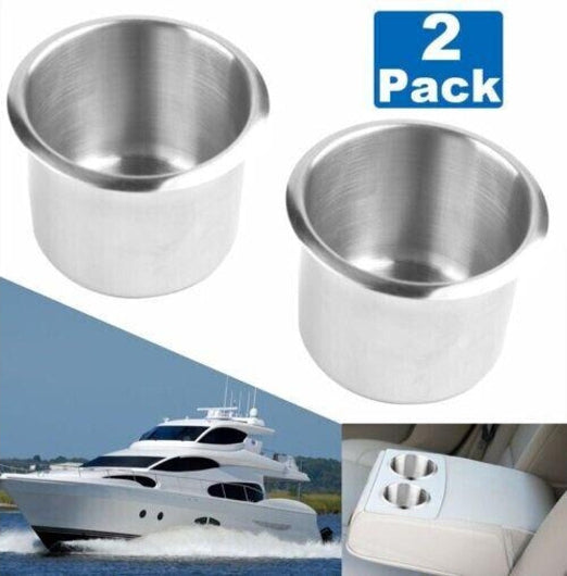2pcs Stainless Steel Cup Drink Holder For Marine Car Truck Camper RV Boat