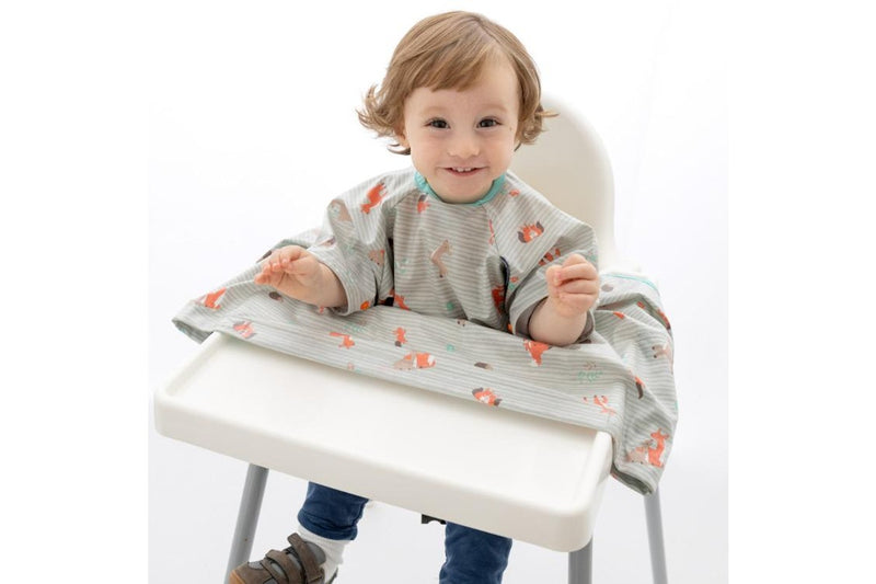 Bibado: Highchair Coverall Bib with Short Sleeves - Woodlands Forest