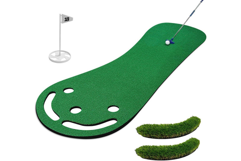 Indoor Golf Putting Green Mat - Non-Slip 3-Hole Design for Home/Office Play - 90x270cm