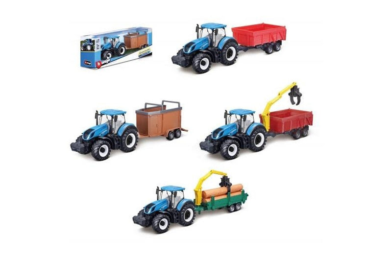 Bburago: Holland Friction Farm Tractor - With Trailer (Assorted Designs)