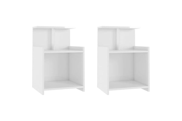 Bed Cabinets 2 Pcs High Gloss White 40X35x60 Cm Engineered Wood Bedside Tables