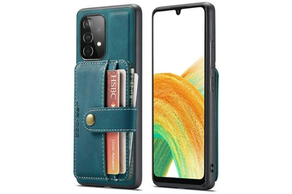 JEEHOOD For Samsung Galaxy A33 5G Wallet Leather Case with Detachable Ultra Slim RFID Blocking Back Card Holder (Teal Blue)