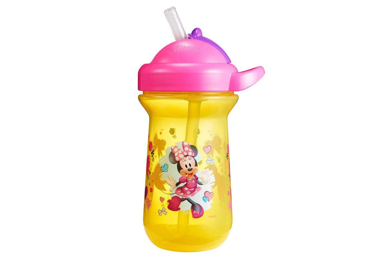 1pc The First Years Flip Top Straw Cup Baby Toddler 18m+ Water Bottle Minnie YL