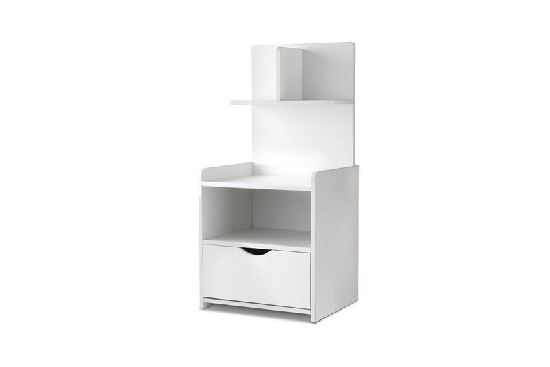 Artiss Bedside Table 1 Drawer with Shelves - EVERMORE White
