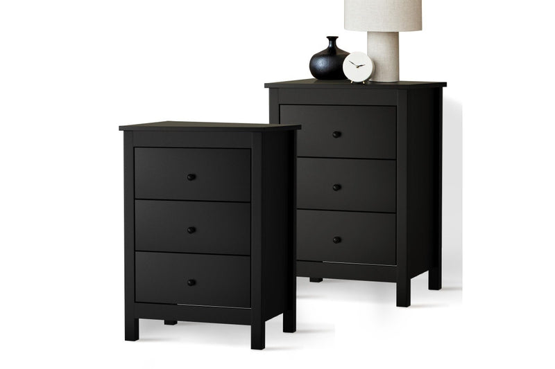 Oikiture Bedside Tables Set of 2 Nightstands Black