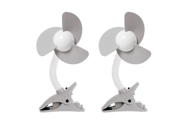 2PK Dreambaby Ezy-Fit Clip-On Outdoor Cooling Fan For Baby Stroller Pram GRY WHT