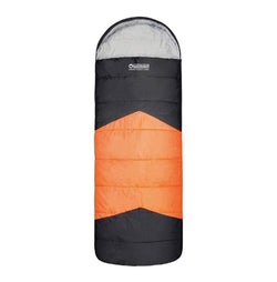 Wildtrak Bremer 230x90cm Hooded Jumbo Sleeping Bag Camping Sleeper Orange Black