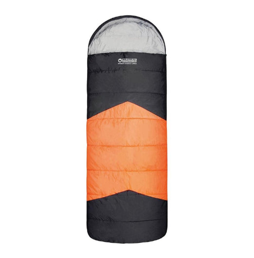 Wildtrak Bremer 230x90cm Hooded Jumbo Sleeping Bag Camping Sleeper Orange Black