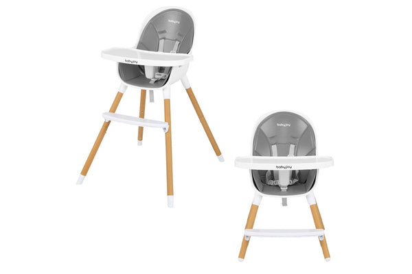 Giantex 4-in-1 Baby High Chair Convertible Infant Eating Highchair w/Adjustable Tray Kids Dining chair Grey