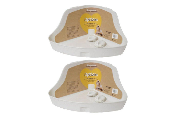 2x Corner High-Backed Pet Toilet Box Poop Training Ferret Litter Tray Medium WHT
