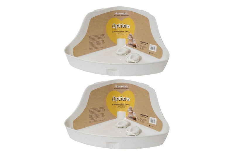 2x Corner High-Backed Pet Toilet Box Poop Training Ferret Litter Tray Medium WHT