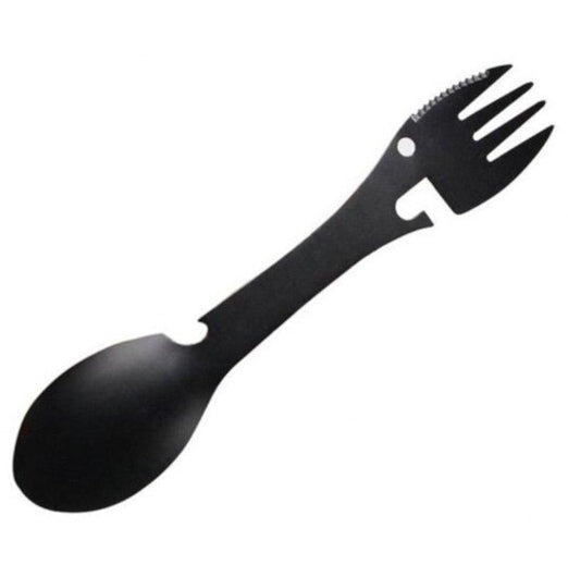 Multifunctional Camping Equipment Cookware Spoon Fork Bottle Open Portable Tool Black Camping Cooking Utensils
