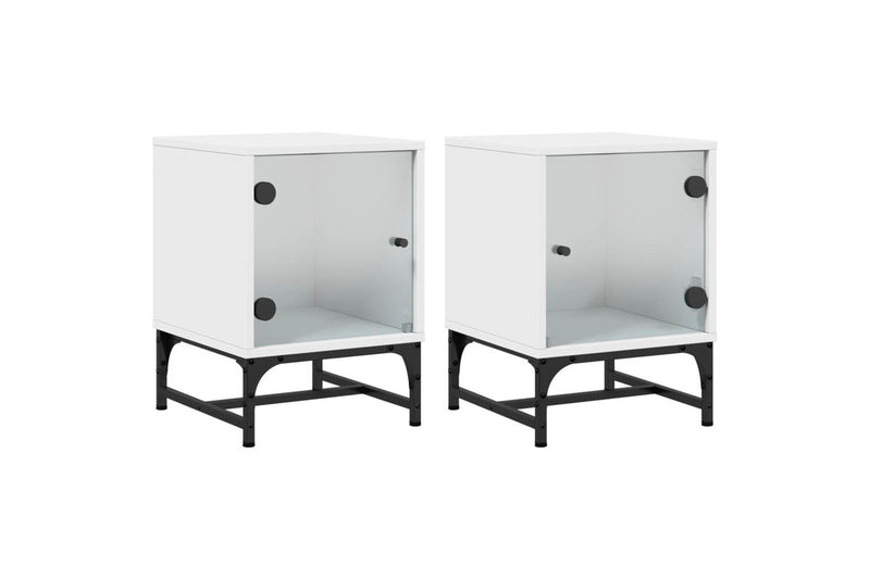 Bedside Cabinets with Glass Doors 2 pcs White 35x37x50 cm vidaXL