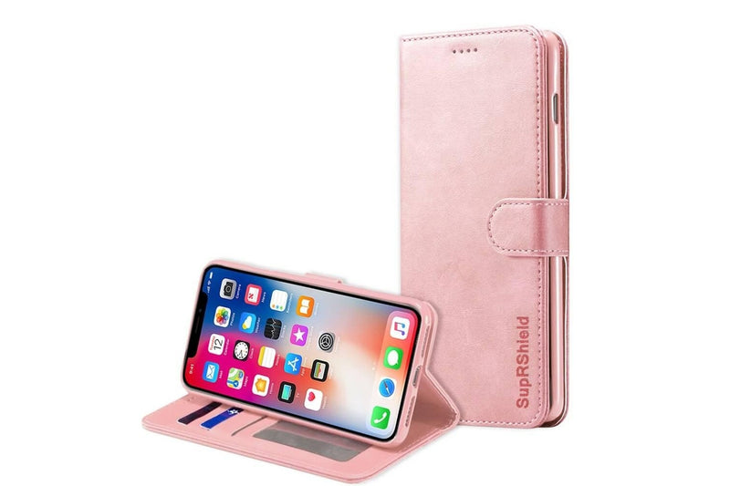 For Apple iPhone XS Max Case, SupRShield Wallet Leather Flip Magnetic Stand Case Cover For Apple (Rose Gold)