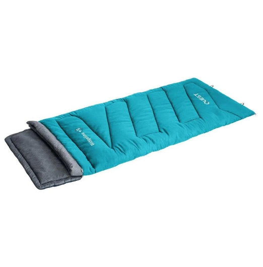Quest Ridgeline 220cm -5C Sleeping Bag w Carry Bag Outdoor Camping Hiking Blue