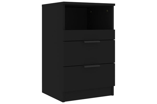 Bedside Cabinet Black Engineered Wood Bedside Tables